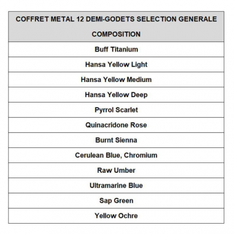 COFFRET METAL 12 DEMI GODETS SELECTION GENERALE + 12 DEMI GODETS VIDES