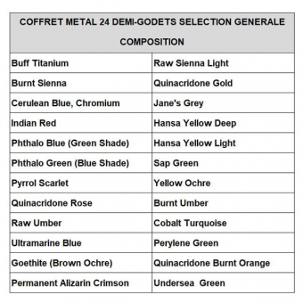 COFFRET METAL 24 DEMI GODETS SELECTION GENERALE + 1 COFFRET METAL 24 DEMI GODETS VIDES