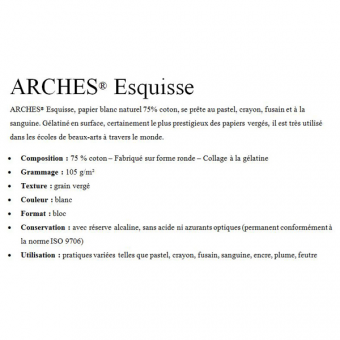 20 FEUILLES MBM ARCHES 105G ESQUISSE BLANC