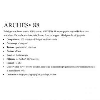 ARCHES 88 FEUILLE ARCHES 88 56 X 76 300 G BLANC