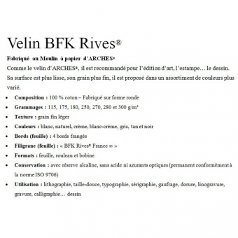 VELIN BFK RIVES FEUILLE VELIN BFK RIVES 56 X 76 280 G BLANC