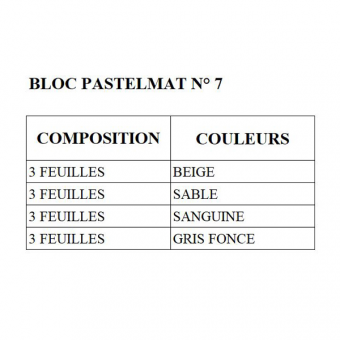 PASTELMAT BLOCS COLLES 1 CÔTE BLOC PASTELMAT 12 FEUILLES 360G N° 7