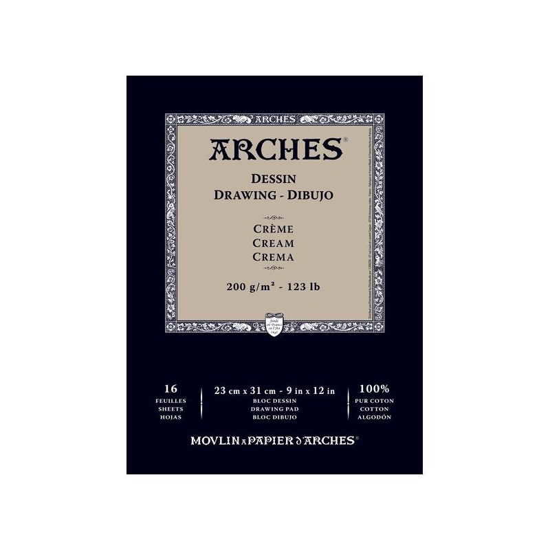 16 FEUILLES 200G ARCHES DESSIN VELIN CREME