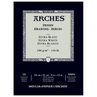 16 FEUILLES 180G ARCHES DESSIN EXTRA BLANC