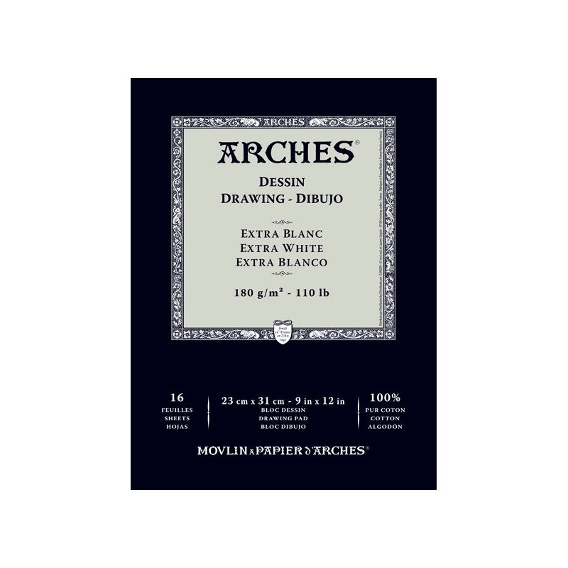 16 FEUILLES 180G ARCHES DESSIN EXTRA BLANC