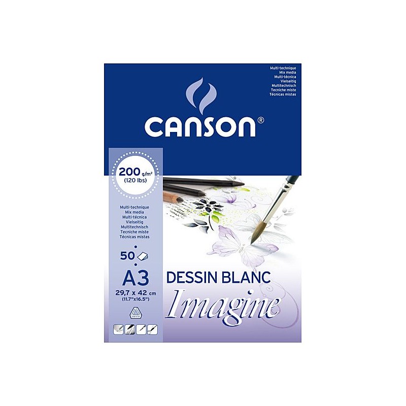 IMAGINE BLOC COLLE 1 COTE 50 FEUILLES 200 G BLANC