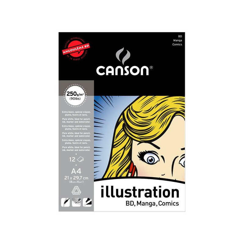 ILLUSTRATION BLOC COLLE 1 COTE 12 FEUILLES 250G BLANC