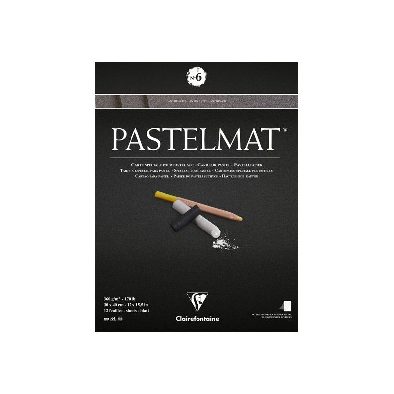 BLOC PASTELMAT 12 FEUILLES 360G N° 6 ANTHRACITE