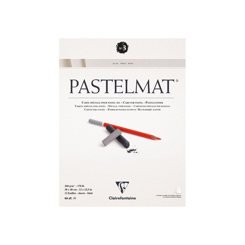 BLOC PASTELMAT 12 FEUILLES 360G N° 3 BLANC