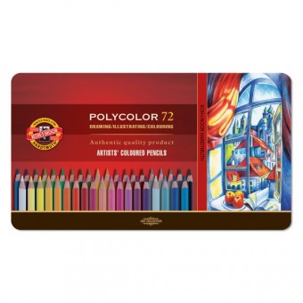 COFFRET MÉTAL 72 CRAYONS DE COULEUR POLYCOLOR