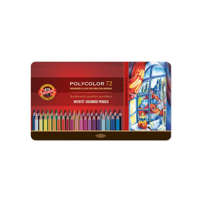 COFFRET MÉTAL 72 CRAYONS DE COULEUR POLYCOLOR