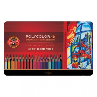 COFFRET MÉTAL 36 CRAYONS DE COULEUR POLYCOLOR