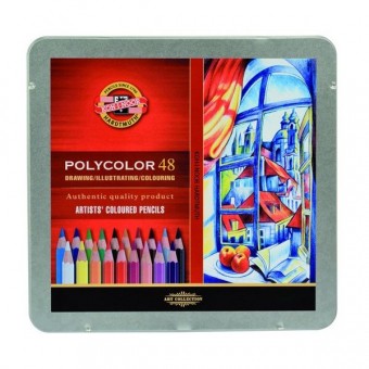 COFFRET MÉTAL 48 CRAYONS DE COULEUR POLYCOLOR