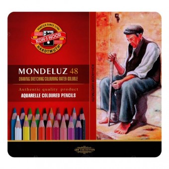 COFFRET METAL 48 CRAYONS AQUARELLE MONDELUZ