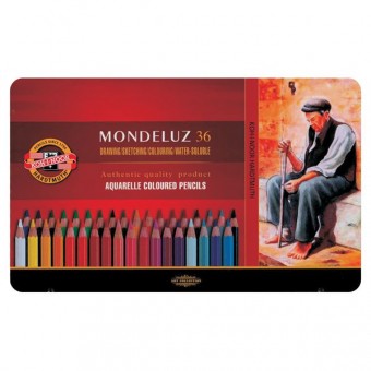 COFFRET METAL 36 CRAYONS AQUARELLE MONDELUZ