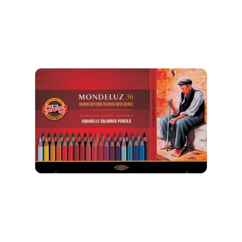 COFFRET METAL 36 CRAYONS AQUARELLE MONDELUZ