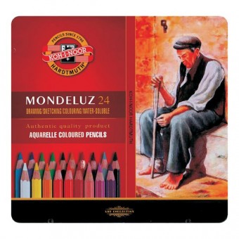 COFFRET METAL 24 CRAYONS AQUARELLE MONDELUZ