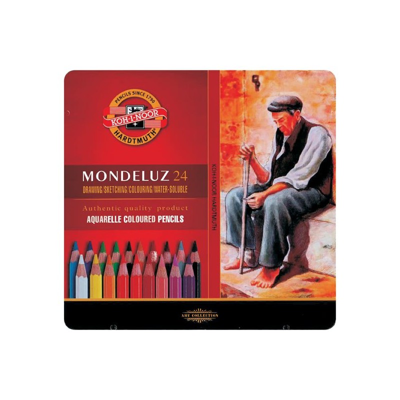 COFFRET METAL 24 CRAYONS AQUARELLE MONDELUZ