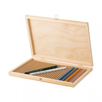 COFFRET BOIS VIDE POUR CRAYONS