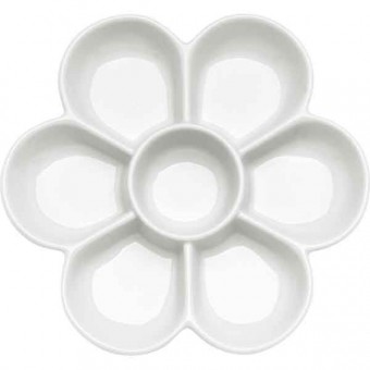 PALETTE PORCELAINE FORME FLEUR DIAMETRE 18.5 CM 7 CASES