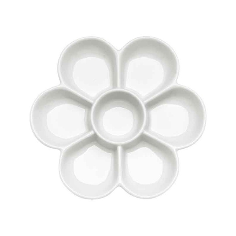 PALETTE PORCELAINE FORME FLEUR DIAMETRE 18.5 CM 7 CASES