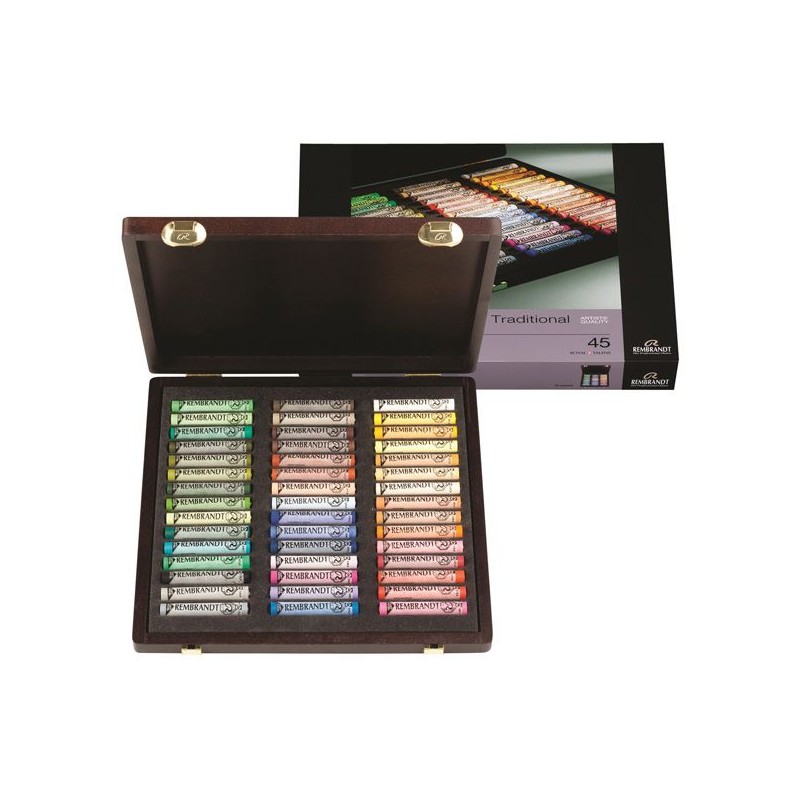 COFFRET BOIS PASTELS REMBRANDT TRADITIONAL 45 L