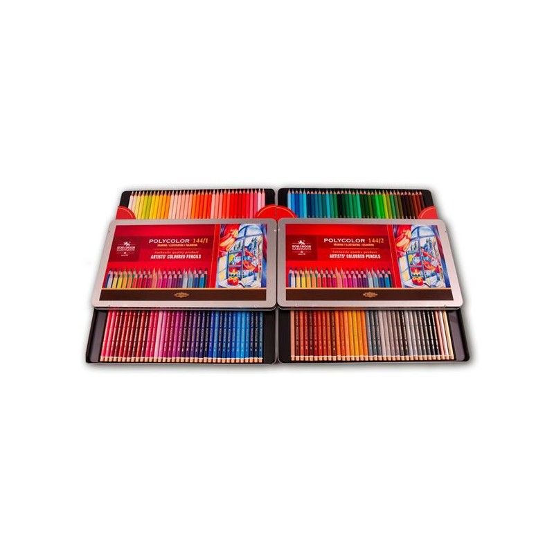 COFFRET MÉTAL 144 CRAYONS DE COULEUR POLYCOLOR