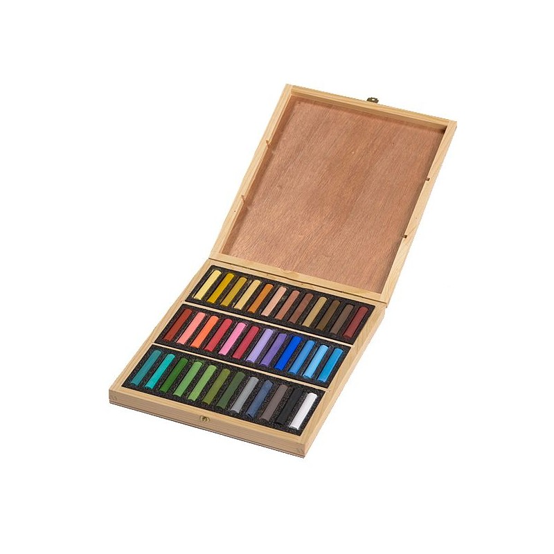 COFFRET BOIS 36 PASTELS ASSORTIS