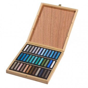 COFFRET BOIS 36 PASTELS MARINE