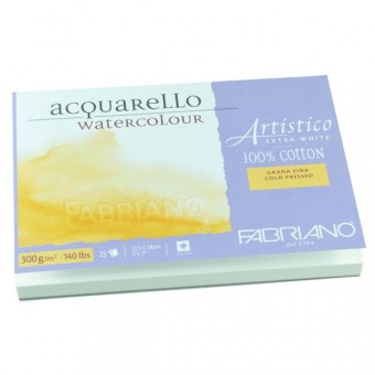 ARTISTICO BLOC EXTRAWHITE COLLE 4 COTES 25 FEUILLES 300 G GRAIN FIN