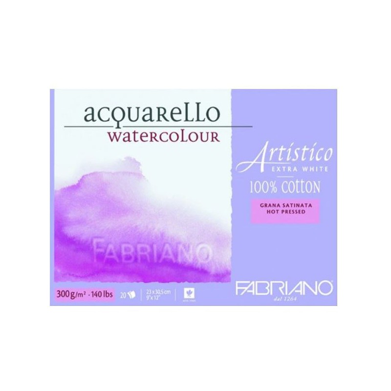 ARTISTICO BLOC EXTRAWHITE COLLE 4 COTES 20 FEUILLES 300 G GRAIN SATIN