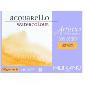 ARTISTICO BLOC EXTRAWHITE COLLE 4 COTES 20 FEUILLES 300 G GRAIN FIN