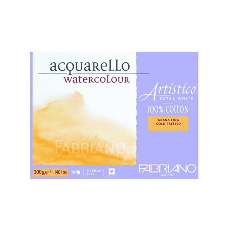 ARTISTICO BLOC EXTRAWHITE COLLE 4 COTES 20 FEUILLES 300 G GRAIN FIN