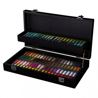 COFFRET BOIS NOIR 120 DEMI-PASTELS A L'ECU