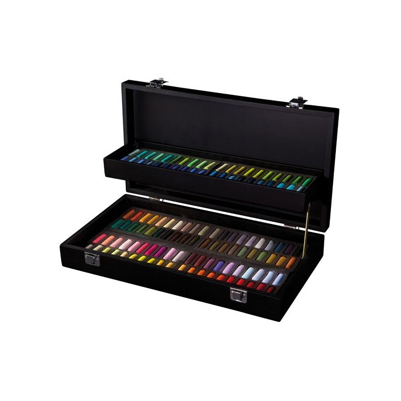 COFFRET BOIS NOIR 120 DEMI-PASTELS A L'ECU