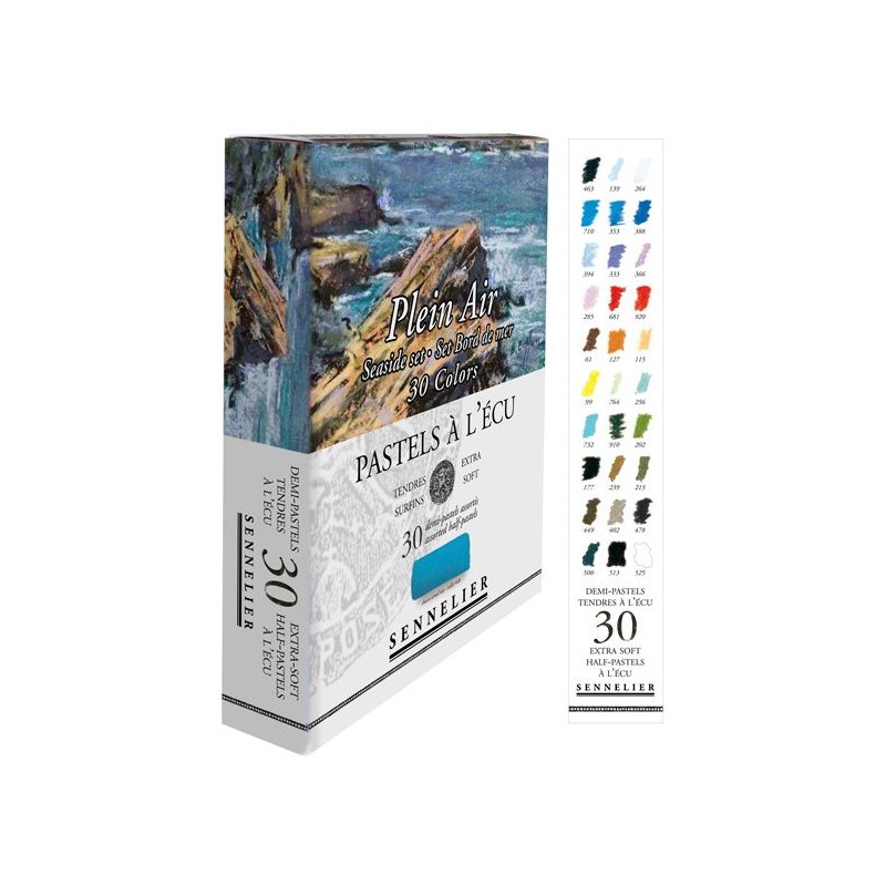 30 DEMI-PASTELS PLEIN AIR BORD DE MER.