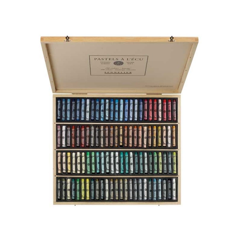 COFFRET BOIS GARNI 100 PASTELS A L ECU PAYSAGE