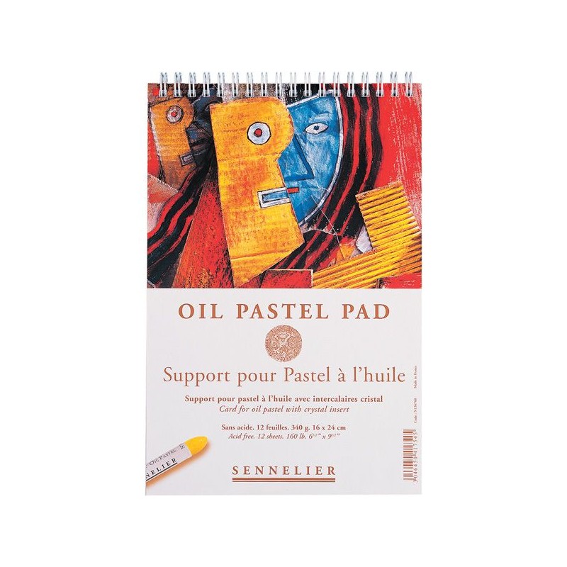 OIL PASTEL PAD ALBUM SPIRALE 12 FEUILLES 340G BLANC