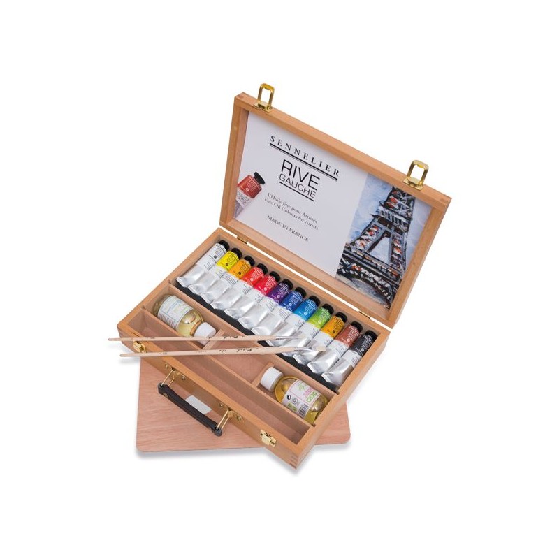 COFFRET BOIS 12 TUBES 40 ML ET ACCESSOIRES