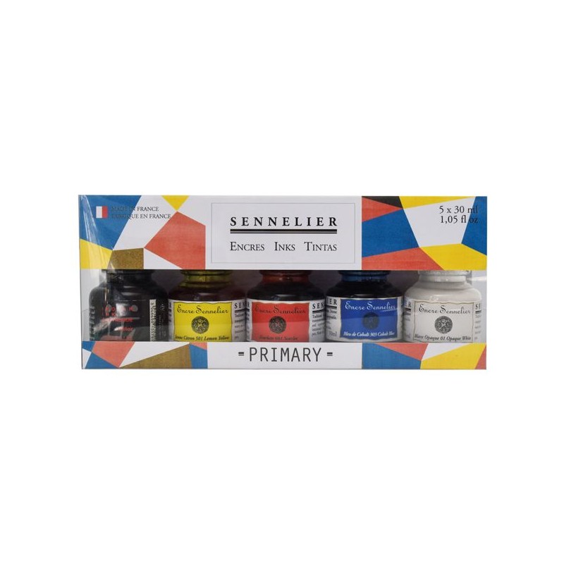 SET 5 FLACONS ENCRE 30 ML COULEURS PRIMAIRES