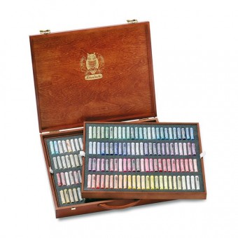 COFFRET BOIS GARNI 200 PASTELS ASSORTIS