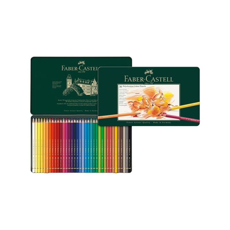 COFFRET METAL DE 36 CRAYONS DE COULEUR POLYCHROMOS