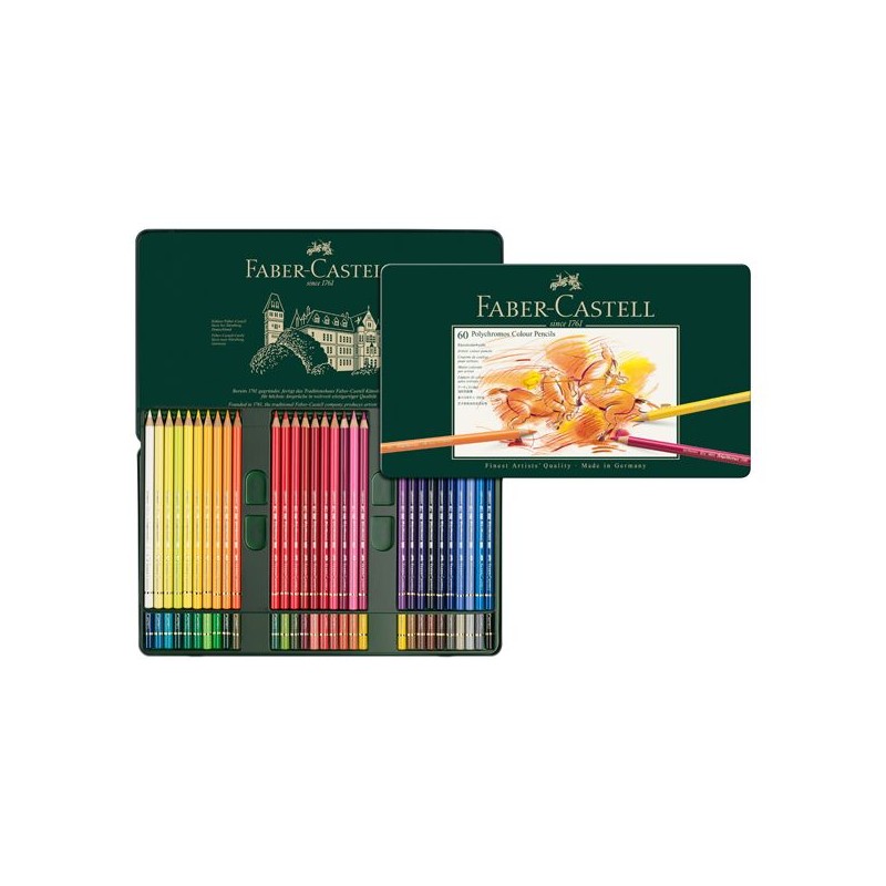 COFFRET METAL DE 60 CRAYONS DE COULEUR POLYCHROMOS