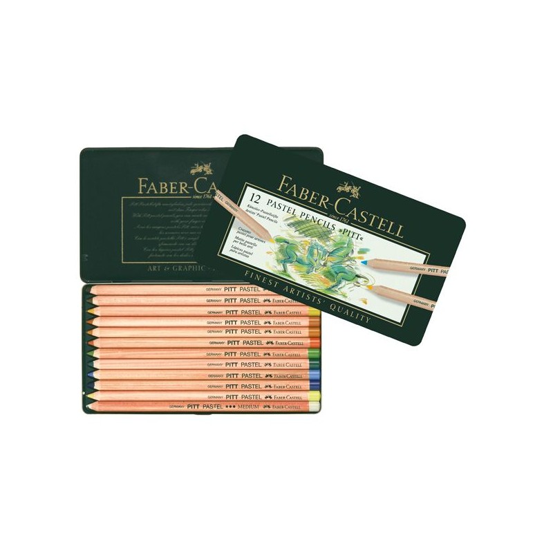 COFFRET METAL 12 CRAYONS PITT PASTEL