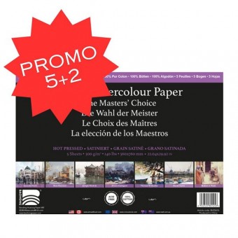 POCHETTE 5 FEUILLES + 2 OFFERTES  BAOHONG AQUARELLE 100 % COTON 300 G GRAIN SATIN 56 X 76