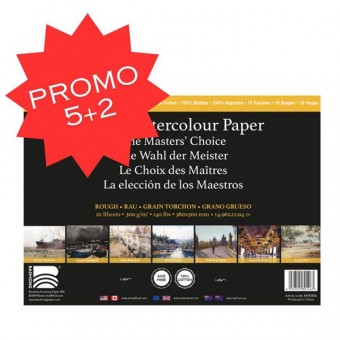 POCHETTE 5 FEUILLES + 2 OFFERTES  BAOHONG AQUARELLE 100 % COTON 300 G GRAIN TORCHON 56 X 76