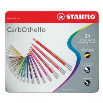 BOITE METAL 24 CRAYONS PASTEL STABILO CARBOTHELLO