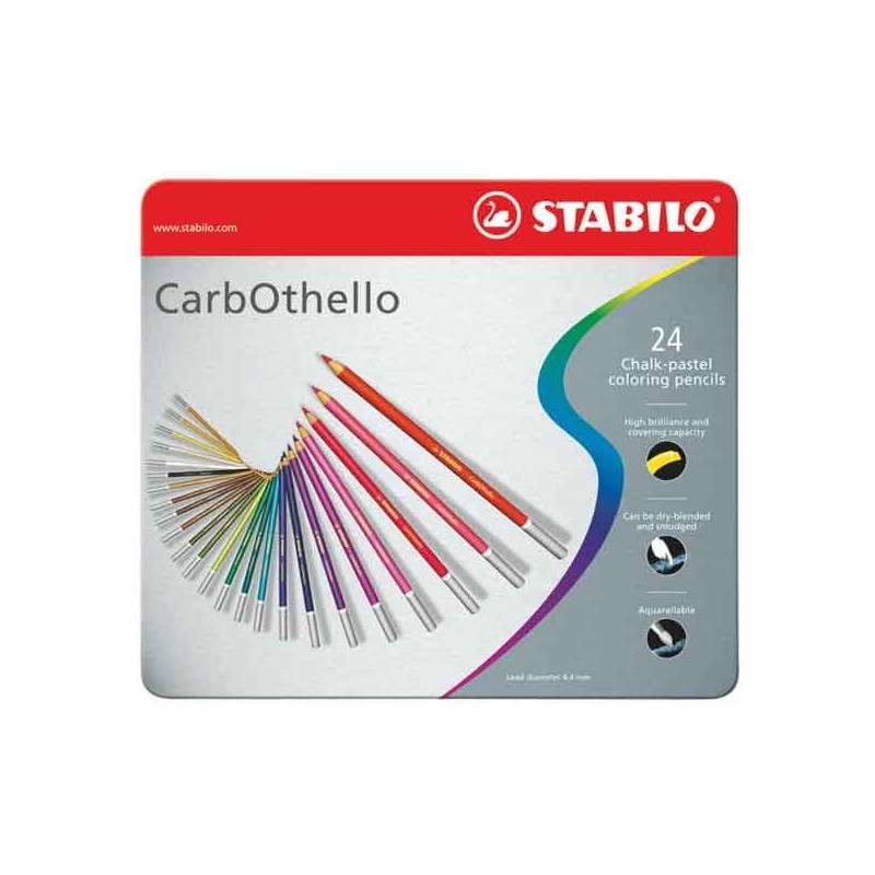 BOITE METAL 24 CRAYONS PASTEL STABILO CARBOTHELLO