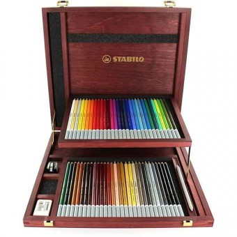 COFFRET BOIS 60 CRAYONS PASTEL STABILO CARBOTHELLO