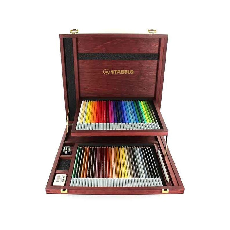 COFFRET BOIS 60 CRAYONS PASTEL STABILO CARBOTHELLO